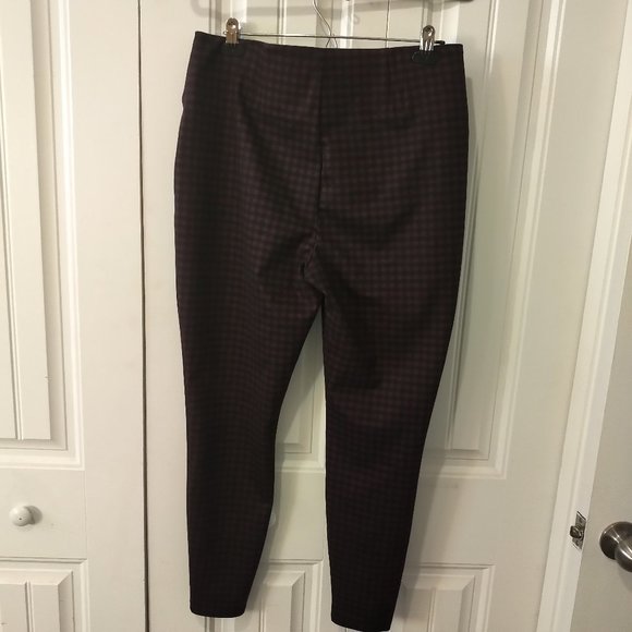 L - Maurices High Rise red plaid checkered slimming ponte legging elastic waist - Picture 4 of 6